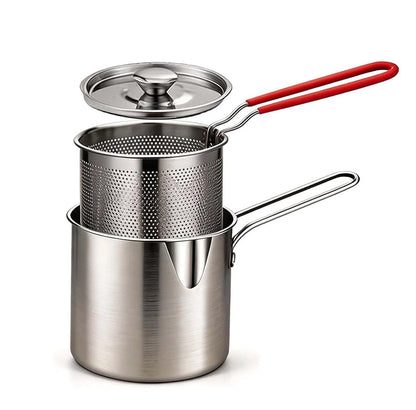 🔥 Last Day 50% OFF – Mini Stainless Steel Frying Pot with Fry Basket & Lid