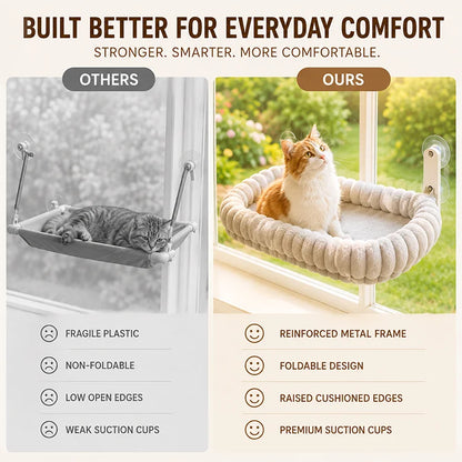Foldable Cat Window Hammock – Plush Suction-Cup Perch with Washable Bed