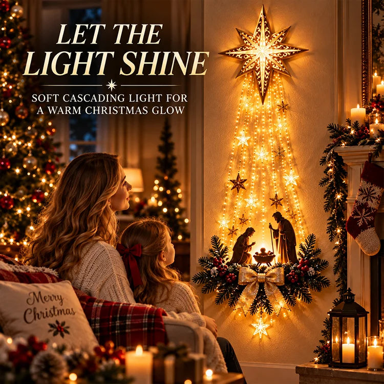 Lighted Bethlehem Star Nativity Wall Decor – Warm LED Holy Family Christmas Display