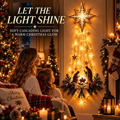Lighted Bethlehem Star Nativity Wall Decor – Warm LED Holy Family Christmas Display