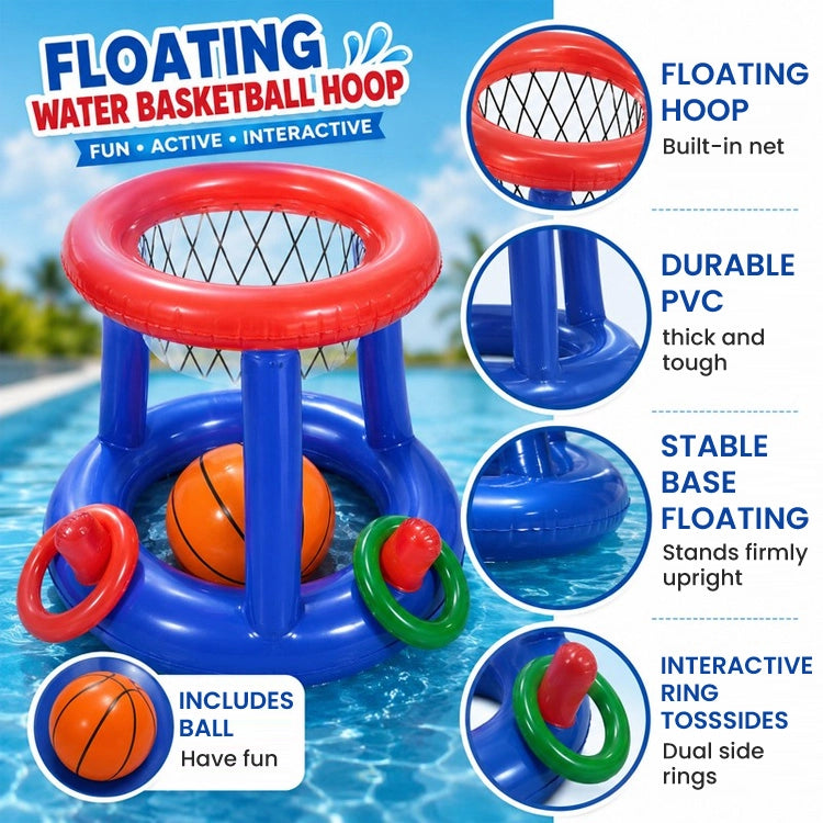 2-in-1 Inflatable Pool Basketball Hoop & Ring Toss Game Set