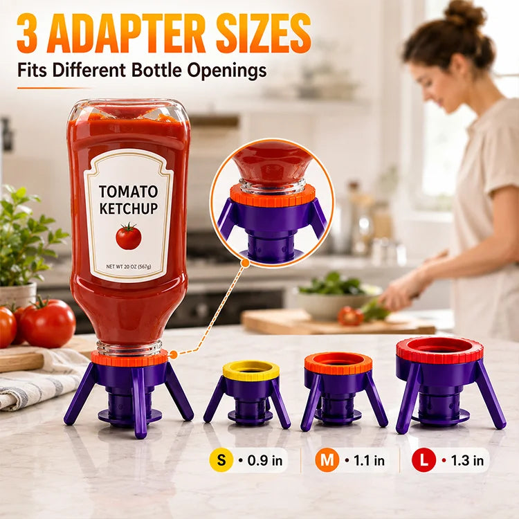 💧 Every Last Drop Bottle Saver Stand Kit – Universal No-Waste Inverted Bottle Holder with 3 Adapters