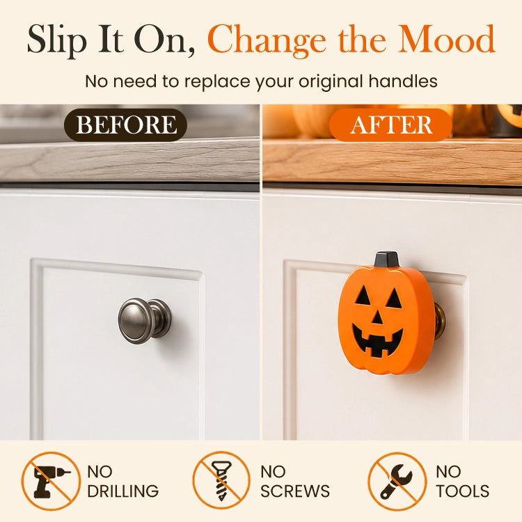 Halloween Pumpkin Cabinet Knob Covers – Silicone Decorative Door Handle Protectors for Cabinets, Drawers & Dressers