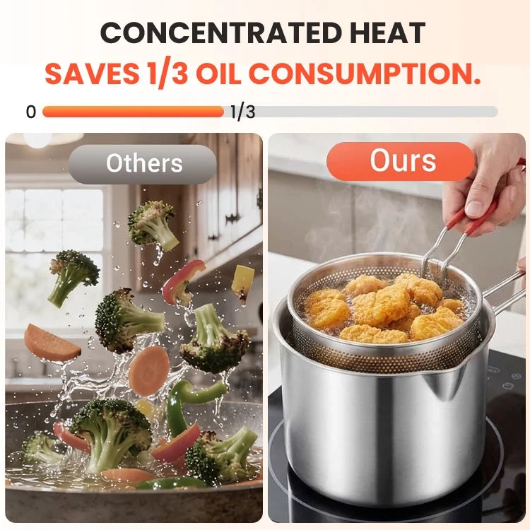 🔥 Last Day 50% OFF – Mini Stainless Steel Frying Pot with Fry Basket & Lid
