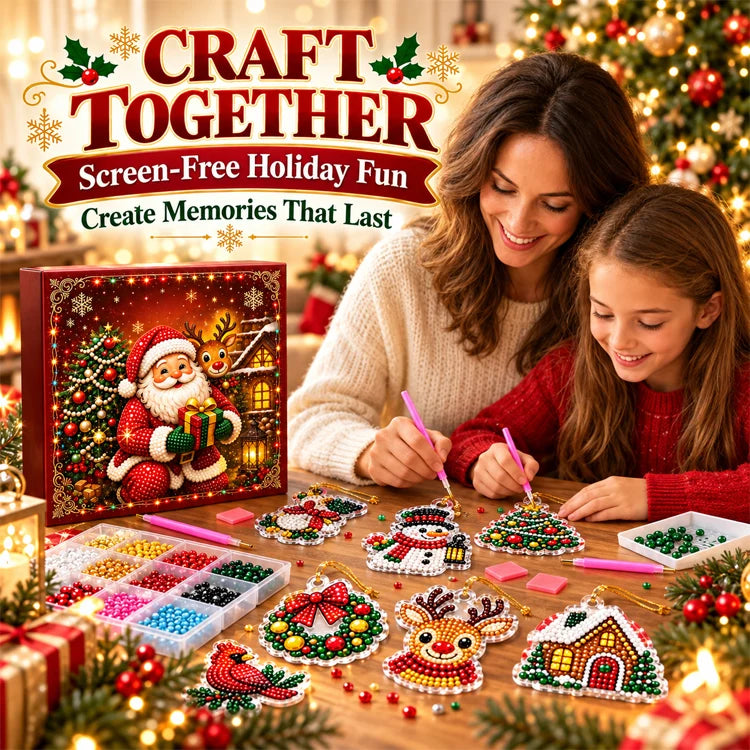 24-Piece Christmas DIY Diamond Art Ornament Kit – Sparkling Holiday Craft Set