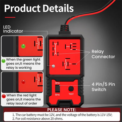 🚗 12V Automotive Relay Diagnostic Tester – Universal LED Relay Checker for Fast & Accurate Vehicle Electrical Diagnosis