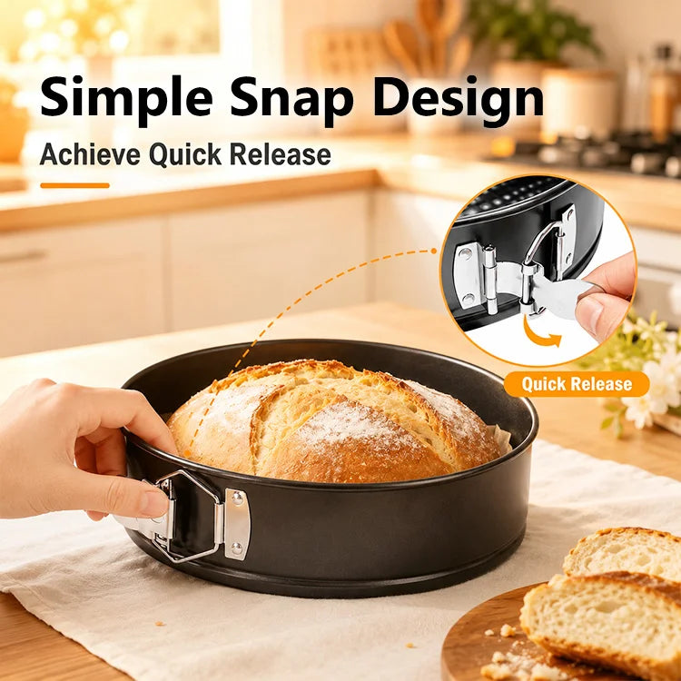 304 Stainless Steel Non-Stick Springform Cake Pan Set with Removable Bottom for Cheesecake, Mousse, Tart & Baking