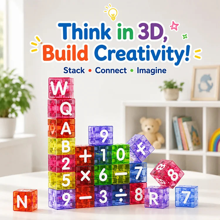 STEM Magnetic Alphabet & Number Building Blocks for Early Learning & Creative Play