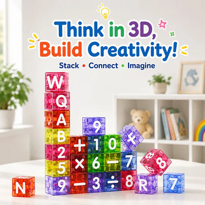 STEM Magnetic Alphabet & Number Building Blocks for Early Learning & Creative Play