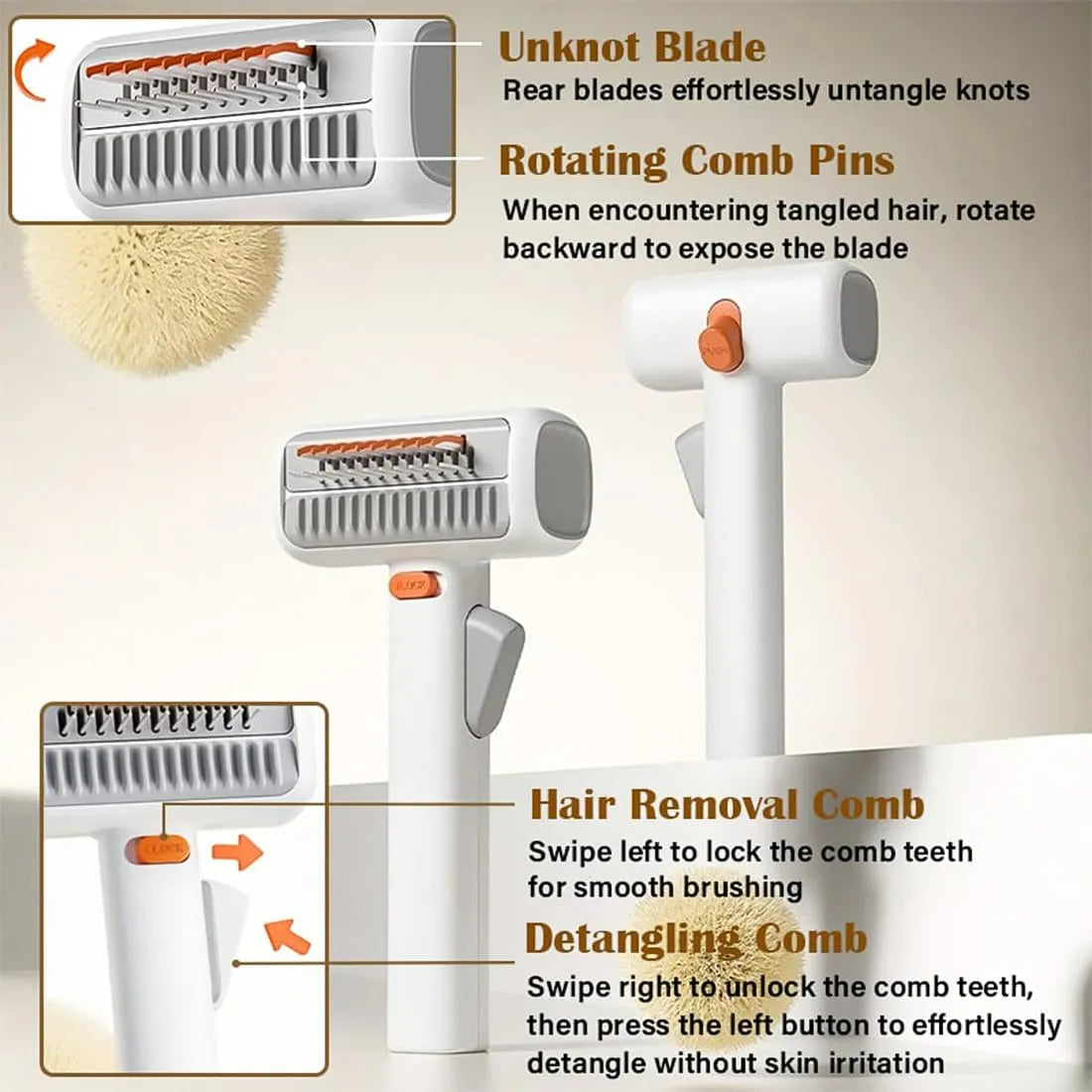🐾 2-in-1 Pet Grooming Comb – Advanced Detangling & Deshedding System