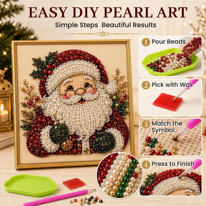 Pre-Framed Christmas Pearl Diamond Painting Art Kit