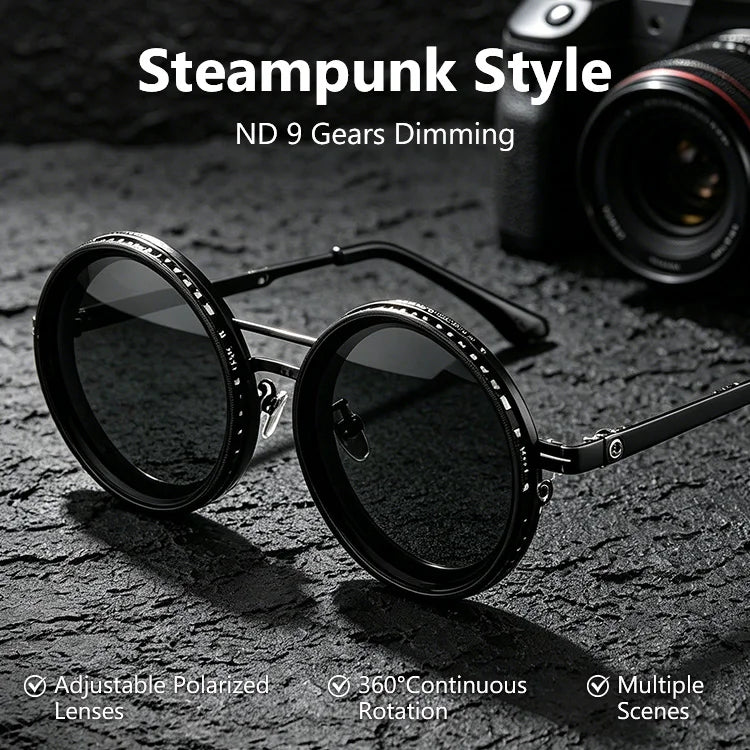 🕶️ Premium Adjustable Tint Polarized Sunglasses – 9-Level Light Control, ND Filter Lens, UV400 Eye Protection