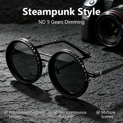 🕶️ Premium Adjustable Tint Polarized Sunglasses – 9-Level Light Control, ND Filter Lens, UV400 Eye Protection