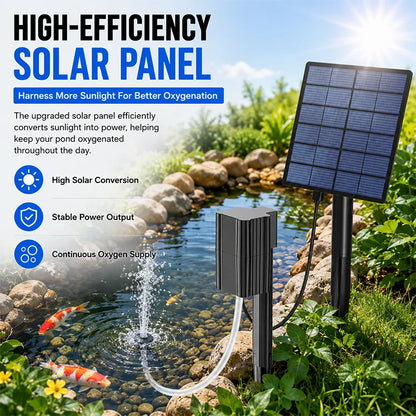 Solar Powered Pond Aerator Air Pump for Fish Ponds, Koi Ponds & Live Bait Buckets | High-Output Oxygen Pump