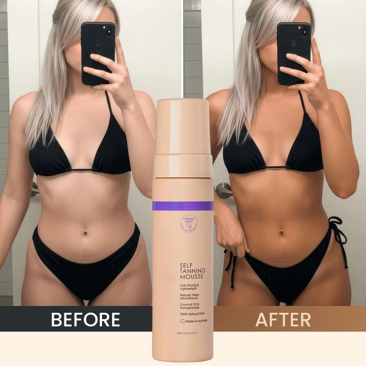 🥥 Instant Bronzing Self Tanner Mousse | Hydrating Sunless Tan for Face & Body | Streak-Free Natural Glow