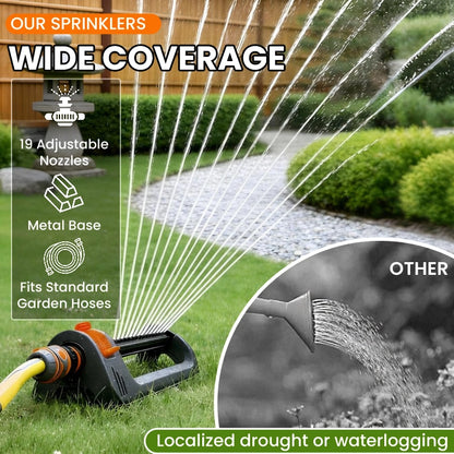 19-Nozzle Quick-Connect Oscillating Lawn & Garden Sprinkler