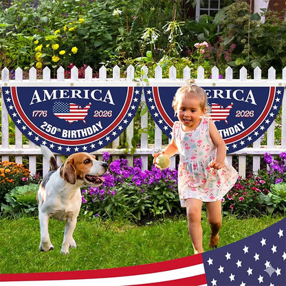 🇺🇸 1776–2026 American 250th Anniversary Patriotic Half-Round Bunting Flag