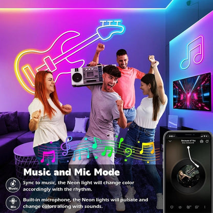 GlowWave - Smart RGB-IC Neon Light Strip · Bluetooth-Controlled Waterproof Flexible LED Chasing Light
