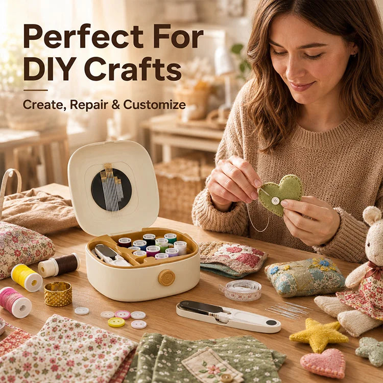 Magnetic Portable Sewing Kit – Complete Home Sewing Repair Kit with Organized Storage Case, Needles, Thread & DIY Sewing Accessories