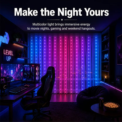 USB Remote-Control LED Curtain String Lights