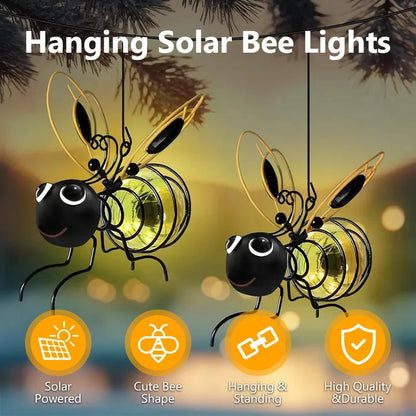 🐝 Hanging Solar Bee Light  Solar Powered • Waterproof • Realistic Glow • Whimsical Garden Charm