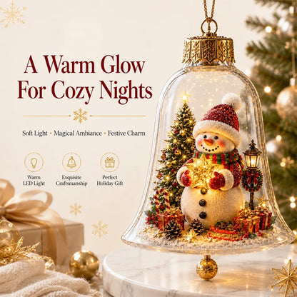 Glowing Christmas Bell Ornament – Light-Up Miniature Holiday Scene