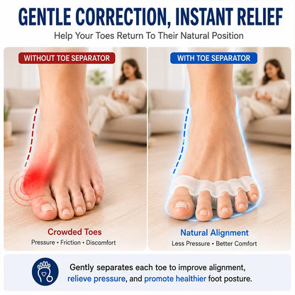 1 Pair Medical-Grade Silicone 5-Toe Separators for Bunion Relief