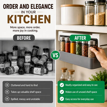 Wall-Mounted Spice Rack Organizer – Kitchen Seasoning Storage Shelf