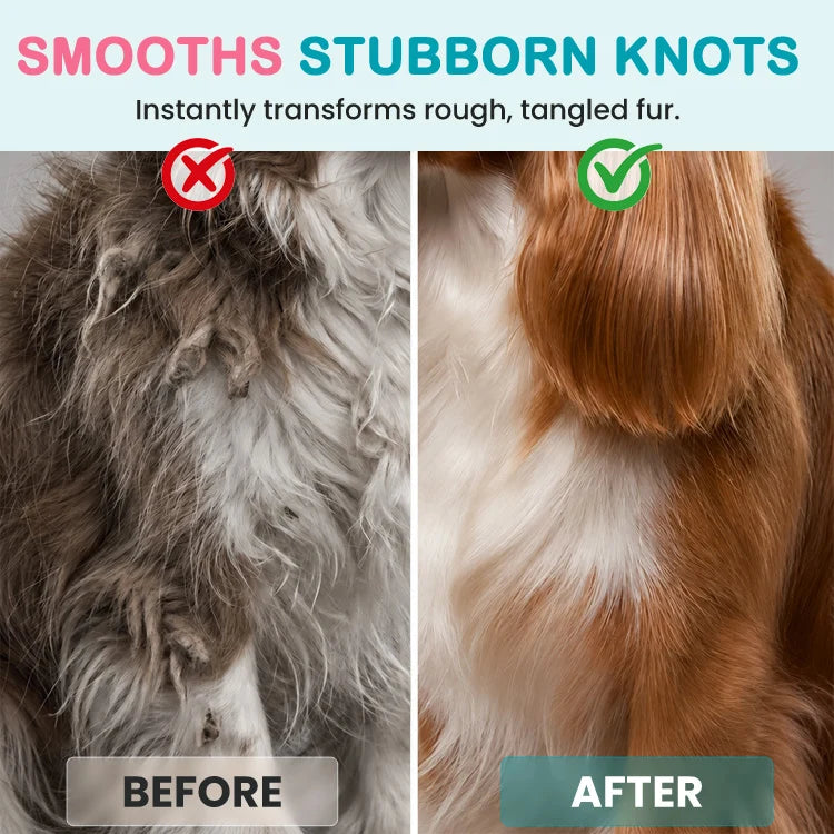 Pet Fur Detangling Spray – No-Rinse Anti-Static Coat Smoother for Dogs & Cats