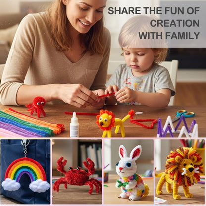 🌸 300pcs DIY Pipe Cleaner Bouquet Kit – Eco-Friendly, Kid-Safe Soft Fuzzy Stems, Flexible Craft Set for Kids