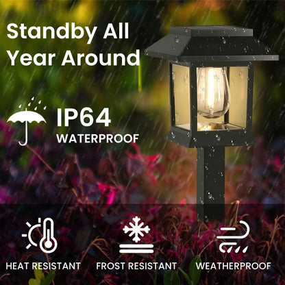 Vintage Solar Garden Path Lights – Waterproof Auto On/Off Outdoor Landscape Lanterns
