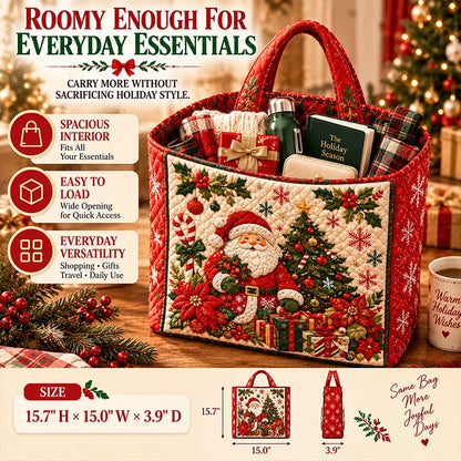 Quilted Christmas Tote Bag – Festive Holiday Carryall