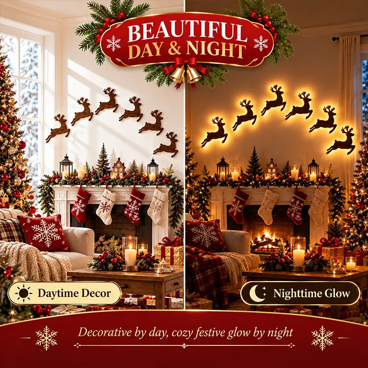 7-Piece LED Christmas Wall Decor Set – Warm-Light Holiday Silhouettes