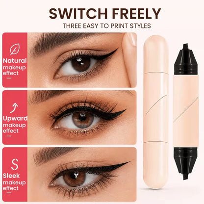 2-in-1 Rotating Winged Eyeliner Stamp Pen – Waterproof Quick-Dry Smudge-Proof Precision Liquid Eyeliner