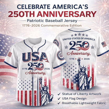 America 250 - Patriotic Baseball Jersey – 1776-2026 We The People Eagle Independence Day Button-Down Shirt