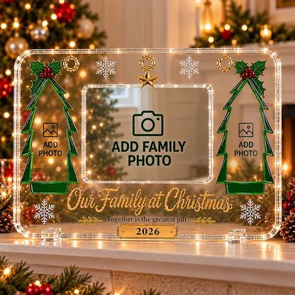 Our Family at Christmas Acrylic Photo Keepsake Frame