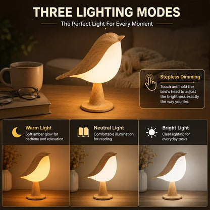 🕊️ Bird-Shaped Touch Control Rechargeable LED Table Lamp
