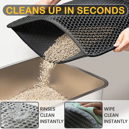 🐾 Large Double-Layer Honeycomb Cat Litter Mat – Waterproof EVA Litter Trapping Mat for Cleaner Floors