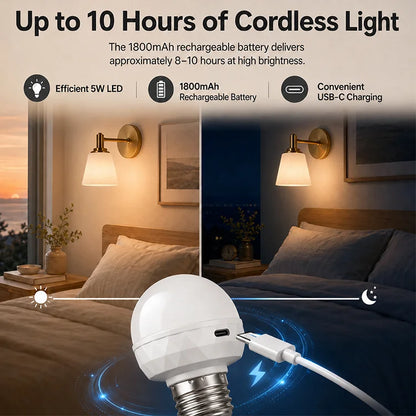 💡 15-Color Rechargeable RGB Magnetic LED Light Bulb with Remote Control – Cordless Type-C Ambient Light (Warm White, Cool White & RGB Colors)