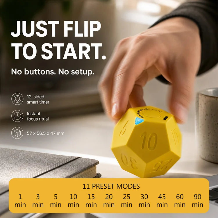 ⏳ FlipFocus 12-Sided Productivity Timer Cube