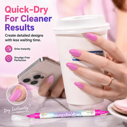 💅 12-Color Precision Nail Art Pen Set - Ultra-Fine 0.5mm & Dual-Tip DIY Nail Design Markers For Salon-Worthy Manicures