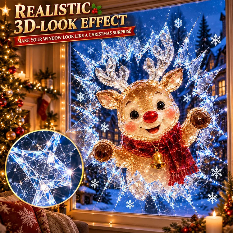 3D Christmas Window Decals – Shattered Glass Holiday Stickers