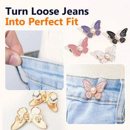 ButterflyFit - No-Sew Waist Tightener Clips – Reusable Butterfly Jean Waist Adjuster for Loose Pants, Skirts & Dresses