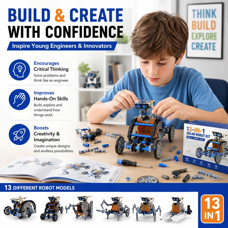 ☀️ SolarBotix™ 13-in-1 STEM Solar Robot Kit - Build. Learn. Imagine. Repeat. 🤖⚡