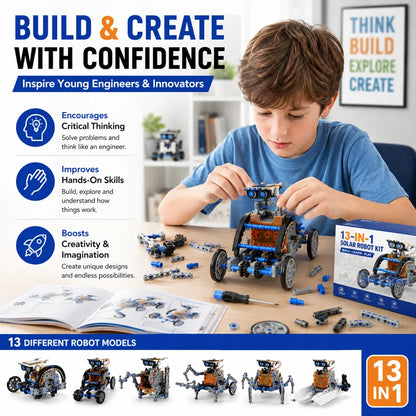 ☀️ SolarBotix™ 13-in-1 STEM Solar Robot Kit - Build. Learn. Imagine. Repeat. 🤖⚡