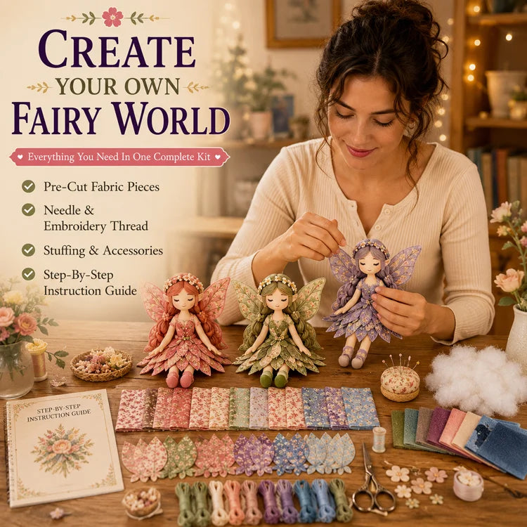 Fairy Patchwork DIY Sewing Kit – Handmade Fabric Fairy Craft Set for Beginners (4 Fairy Dolls)