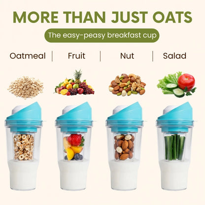 Portable Cereal Cup – Leakproof Breakfast-On-The-Go Container with Dual Food & Milk Compartments