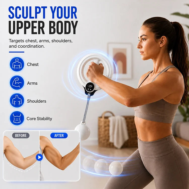 360° Smart Rotating Arm Trainer with LCD Counter – Upper Body Strength Trainer for Arms, Shoulders & Core