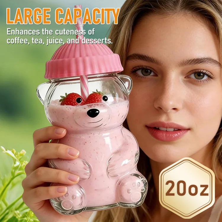 🧸 BearSip - Glass Cup – Cute, Cozy & Made to Brighten Your Day