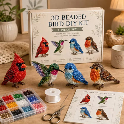 Petite 3D Beaded Animal Craft Kit – 4-Pack DIY Animal Bead Making Set for Kids & Families